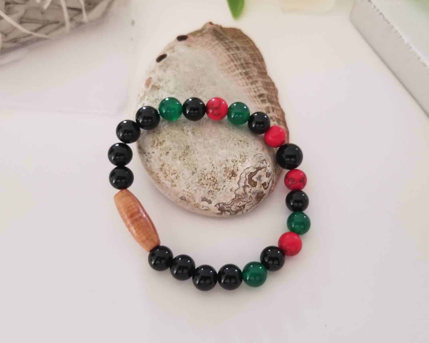 Pan African Beaded Bracelet Red, Green, Black