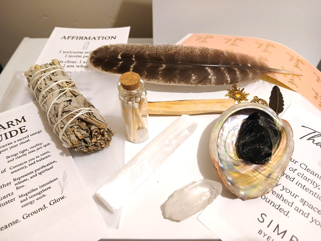 Spiritual Smudge Kit with Natural Turkey Feather | Energy Cleansing