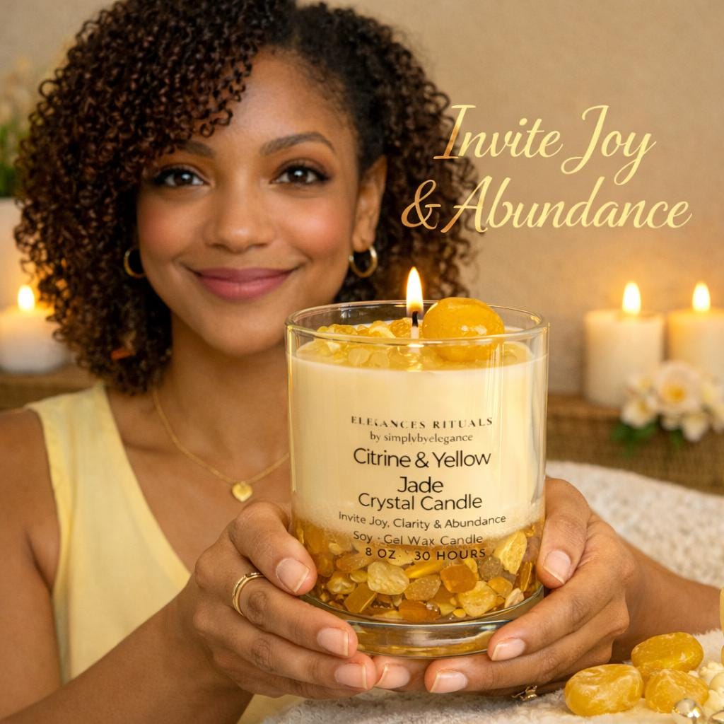 Yellow Jade Citrine Crystal Candle
