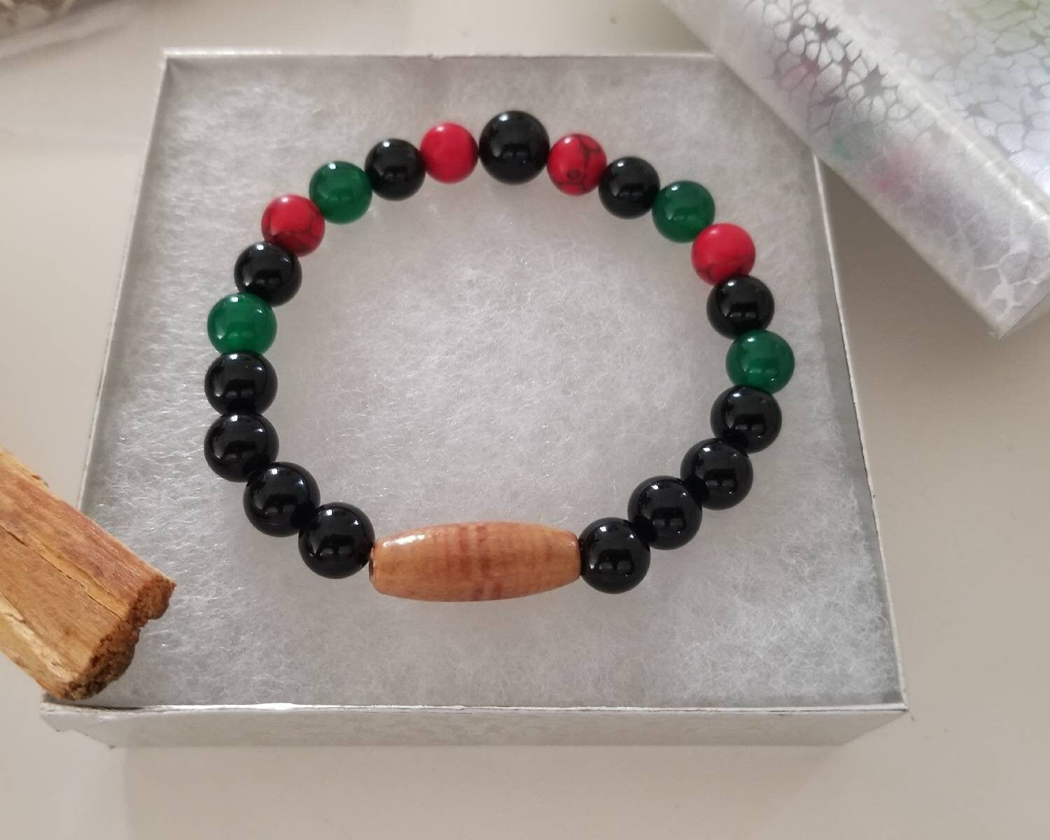 Pan African Beaded Bracelet Red, Green, Black