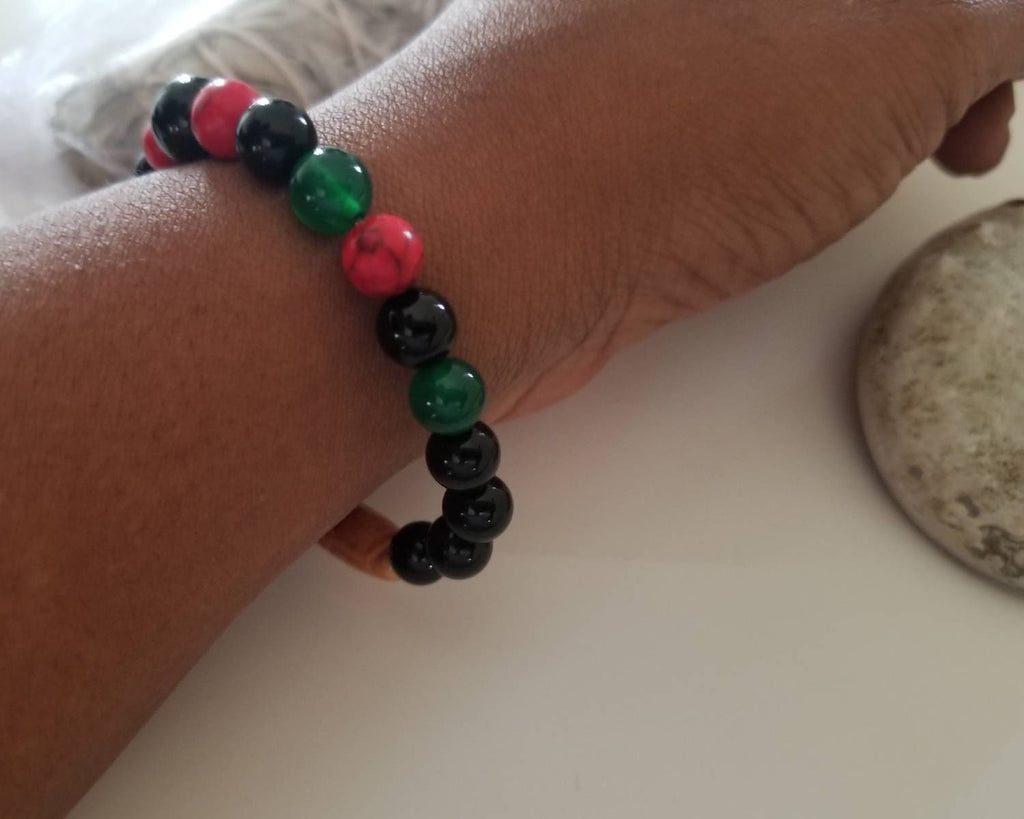 Pan African Beaded Bracelet Red, Green, Black