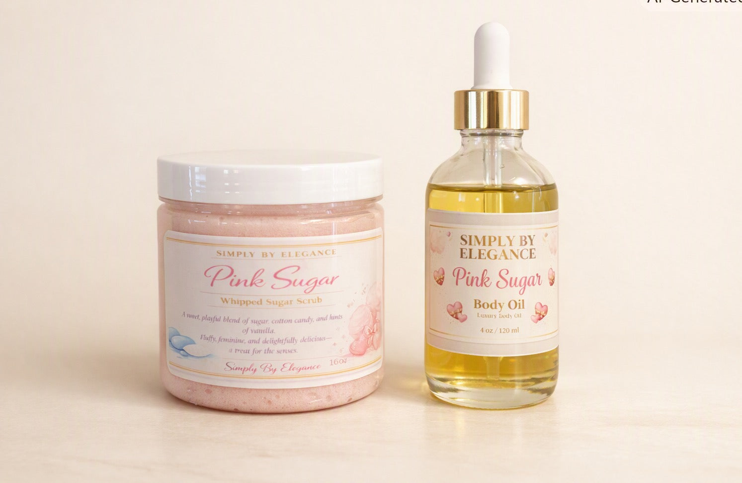 Pink Sugar Body Care Set – Whipped Scrub + Glow Body Oil