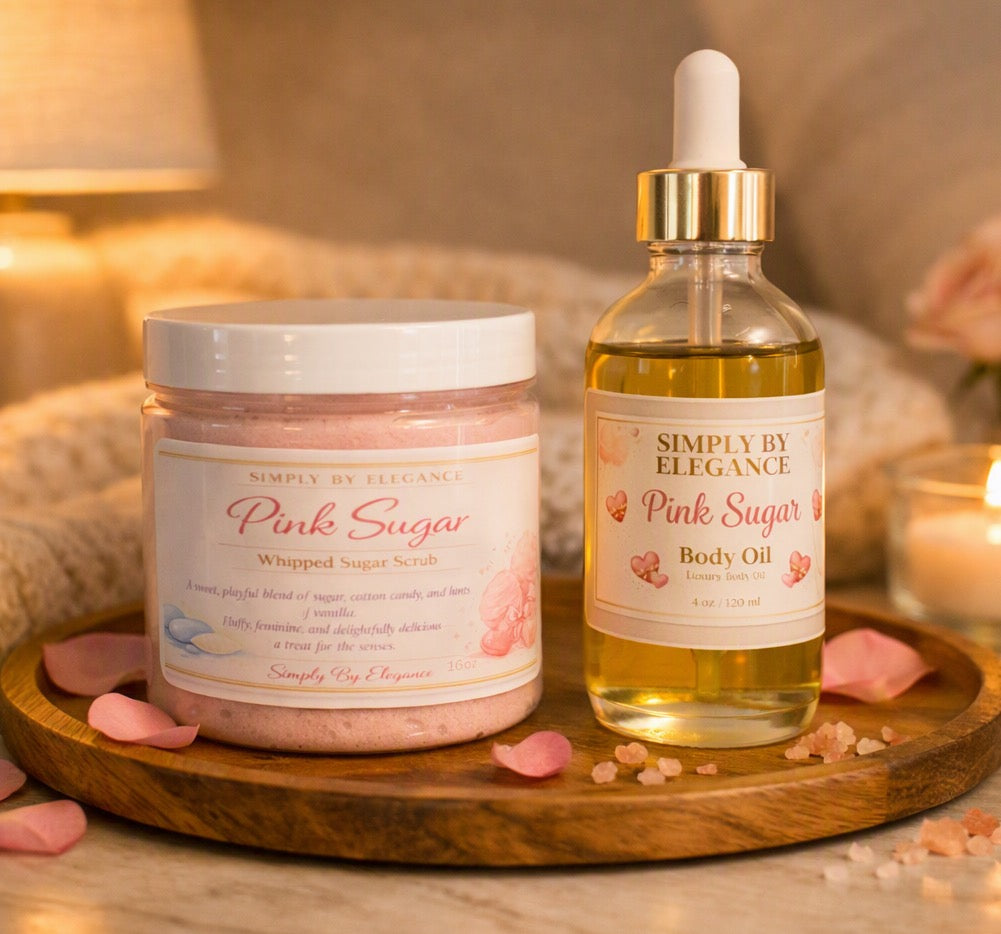 Pink Sugar Body Care Set – Whipped Scrub + Glow Body Oil