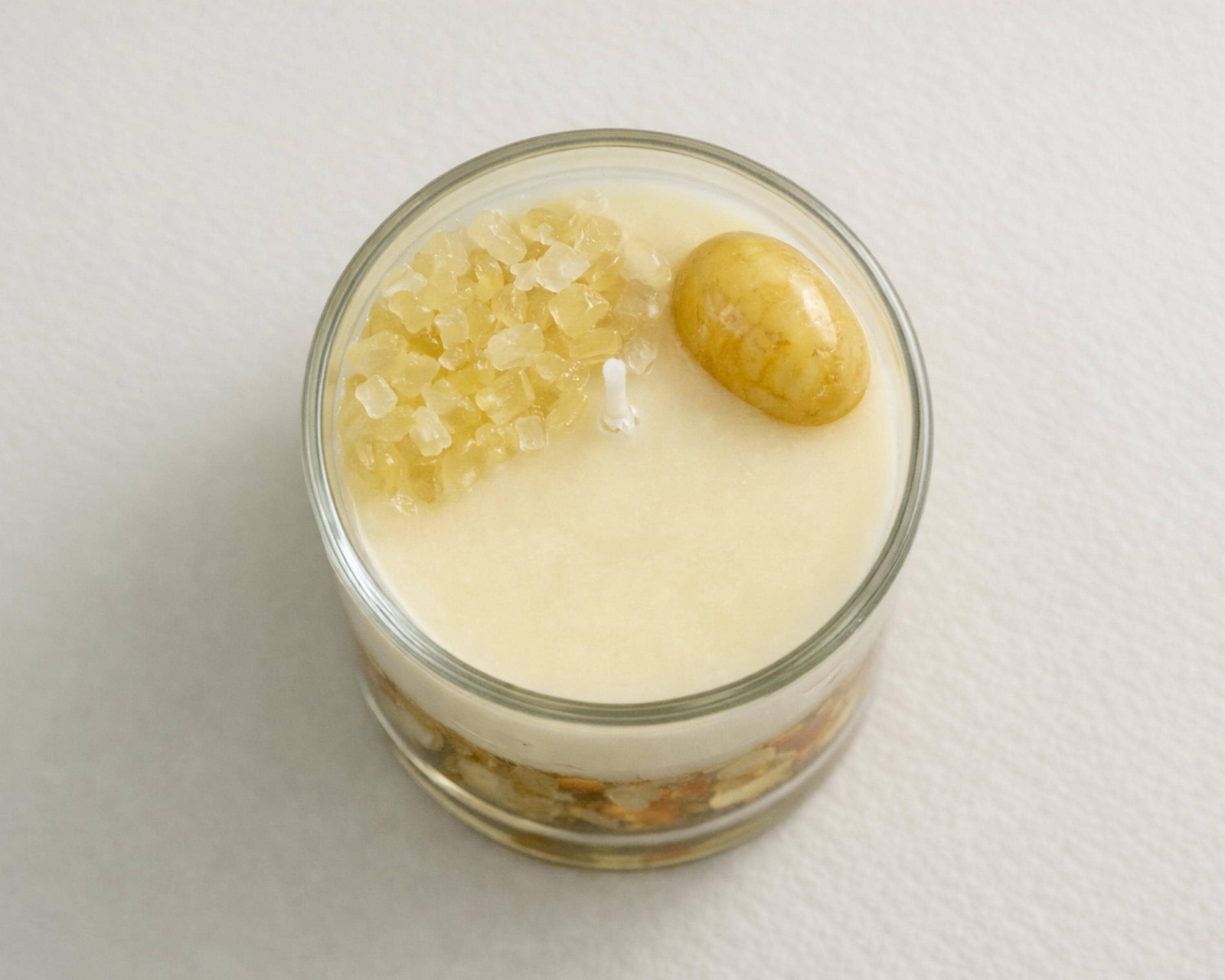 Yellow Jade Citrine Crystal Candle