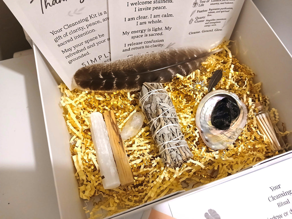 Spiritual Smudge Kit with Natural Turkey Feather | Energy Cleansing