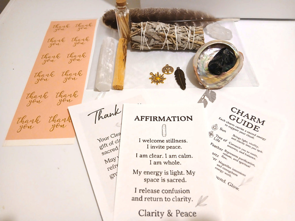 Spiritual Smudge Kit with Natural Turkey Feather | Energy Cleansing