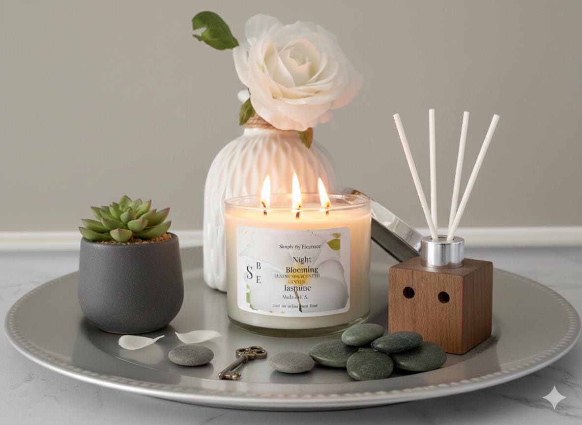 Night Blooming Jasmine Soy Candle • Sage Smudge Kit