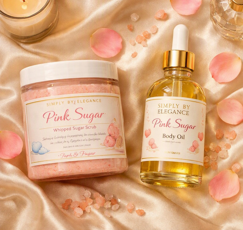 Pink Sugar Body Care Set – Whipped Scrub + Glow Body Oil