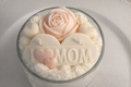 Pink Rose Candle – ‘I LOVE MOM’ Topper, 18oz Floral Mother’s Day Gift
