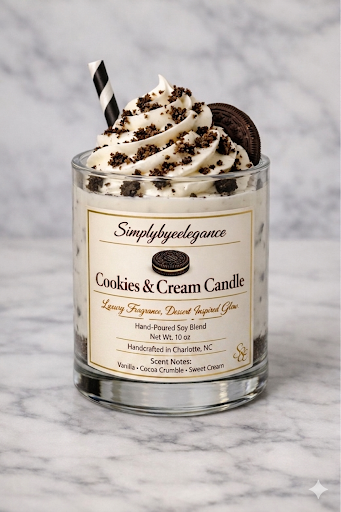 Cookies & Cream Candle – Dessert Inspired Glow (10 oz Soy Blend)