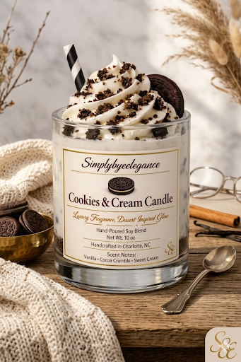 Cookies & Cream Candle – Dessert Inspired Glow (10 oz Soy Blend)