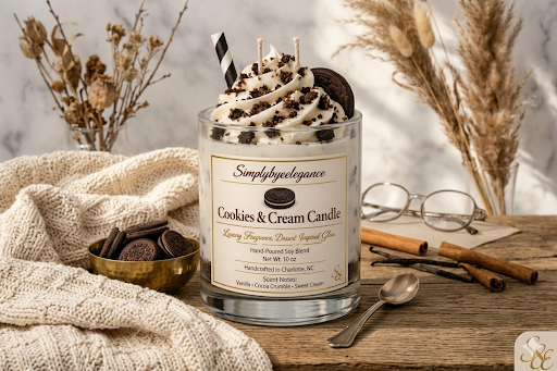 Cookies & Cream Candle – Dessert Inspired Glow (10 oz Soy Blend)