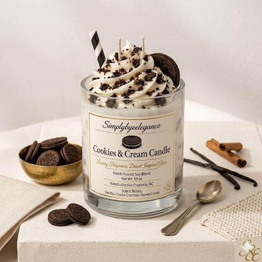 Cookies & Cream Candle – Dessert Inspired Glow (10 oz Soy Blend)