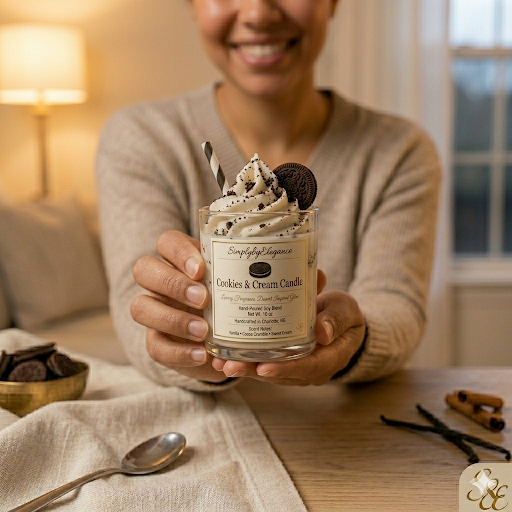 Cookies & Cream Candle – Dessert Inspired Glow (10 oz Soy Blend)