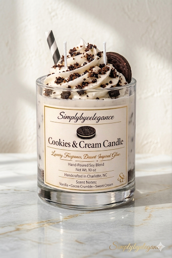 Cookies & Cream Candle – Dessert Inspired Glow (10 oz Soy Blend)