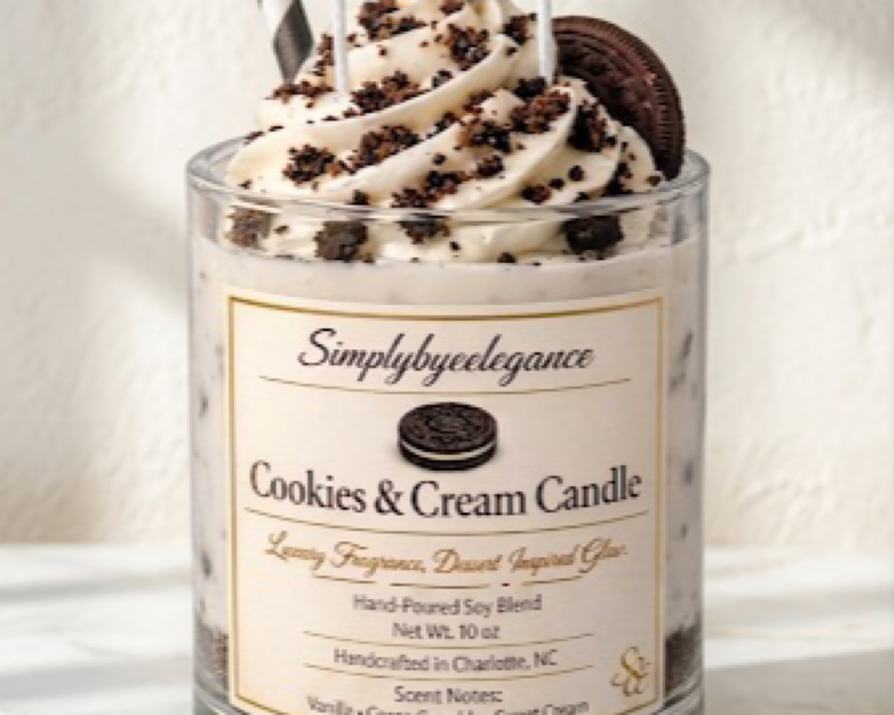Cookies & Cream Candle – Dessert Inspired Glow (10 oz Soy Blend)