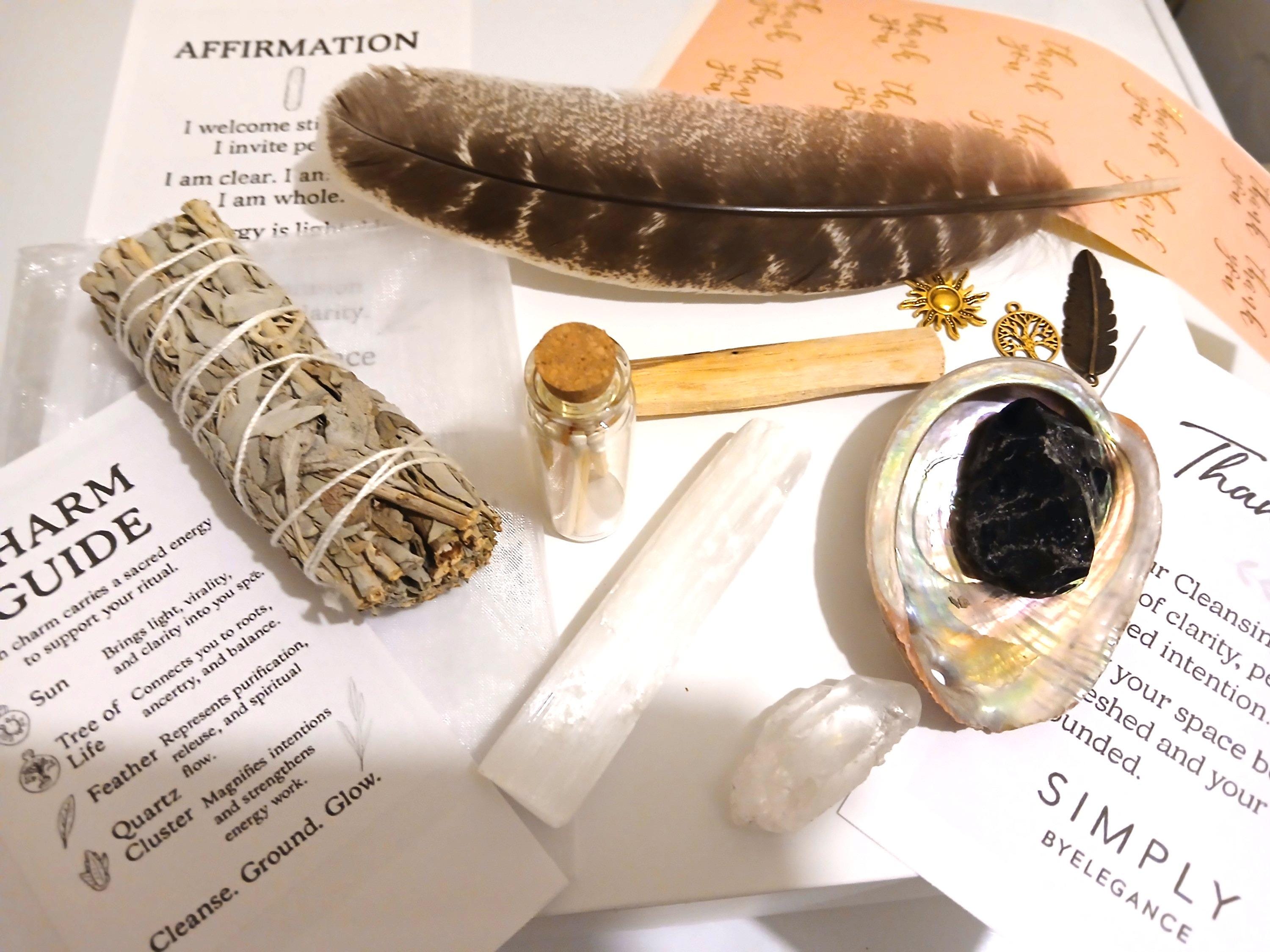 Spiritual Smudge Kit with Natural Turkey Feather | Energy Cleansing