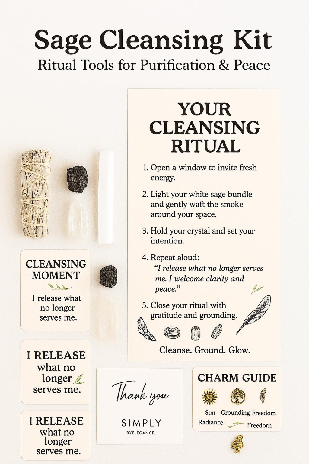 Spiritual Smudge Kit with Natural Turkey Feather | Energy Cleansing