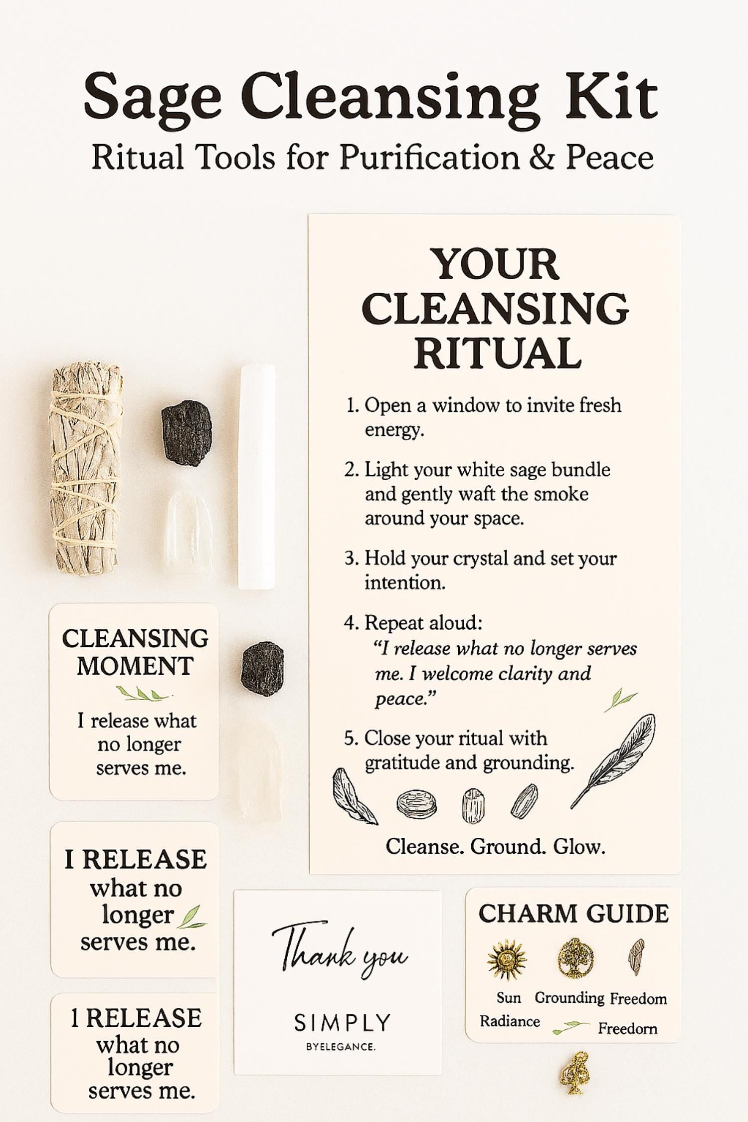 Spiritual Smudge Kit with Natural Turkey Feather | Energy Cleansing