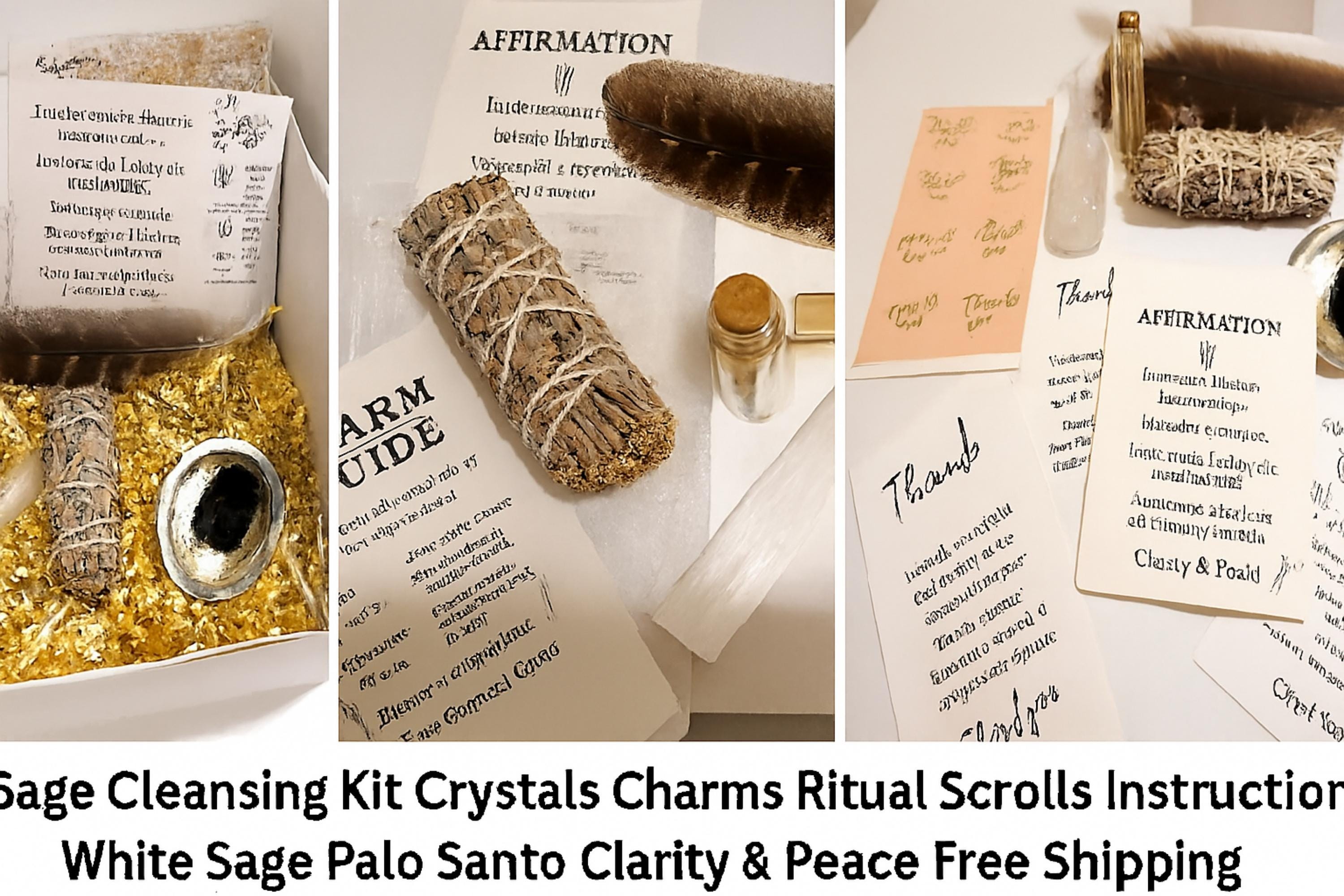 Spiritual Smudge Kit with Natural Turkey Feather | Energy Cleansing