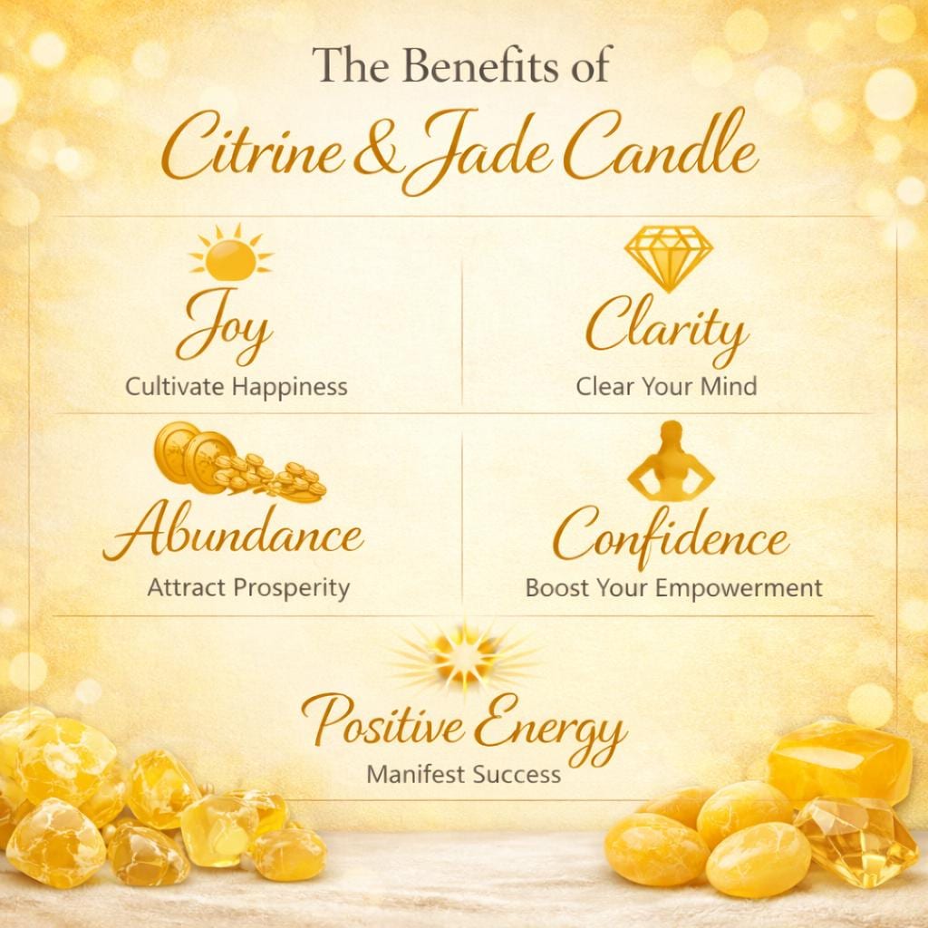 Yellow Jade Citrine Crystal Candle
