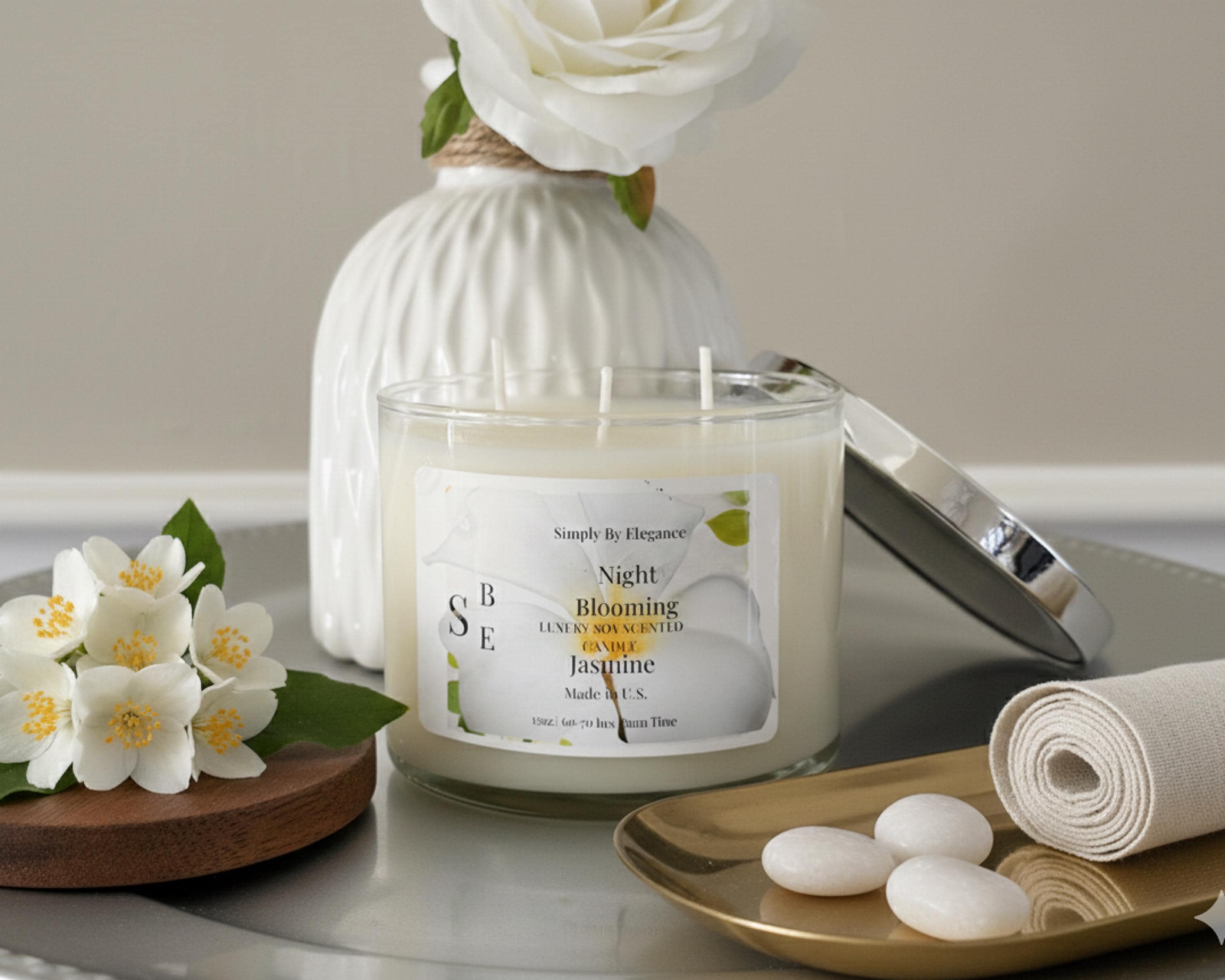 Night Blooming Jasmine– Triple Wick  15oz Luxury Soy Candle