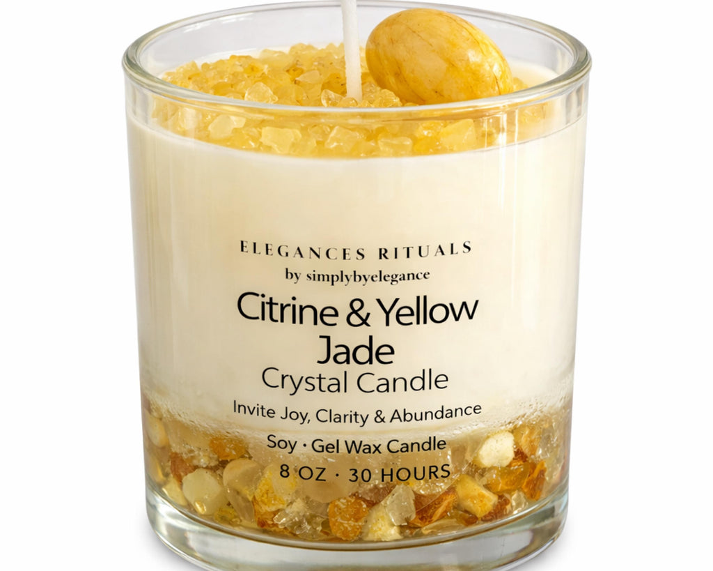 Yellow Jade Citrine Crystal Candle