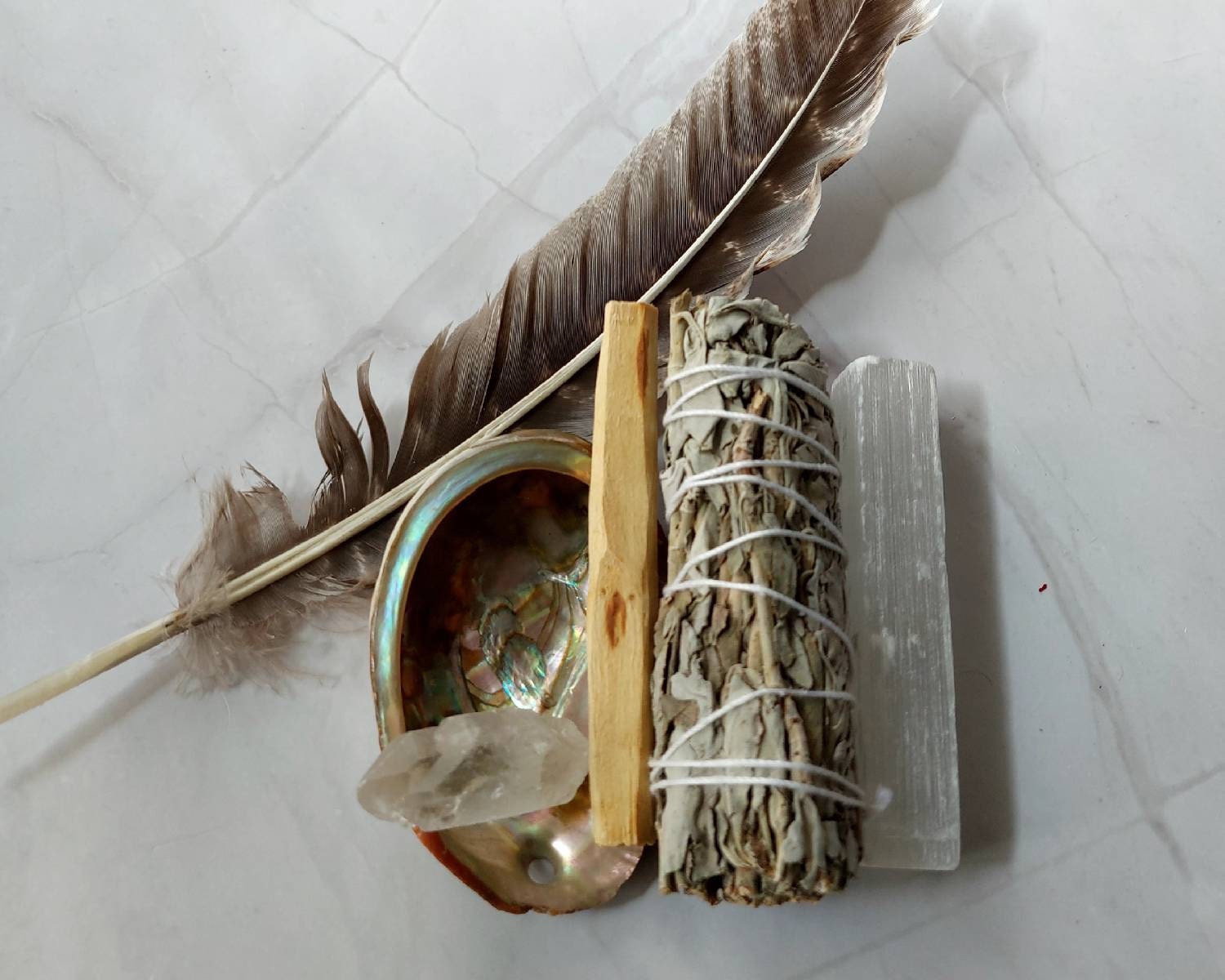 Spiritual Smudge Kit with Natural Turkey Feather | Energy Cleansing