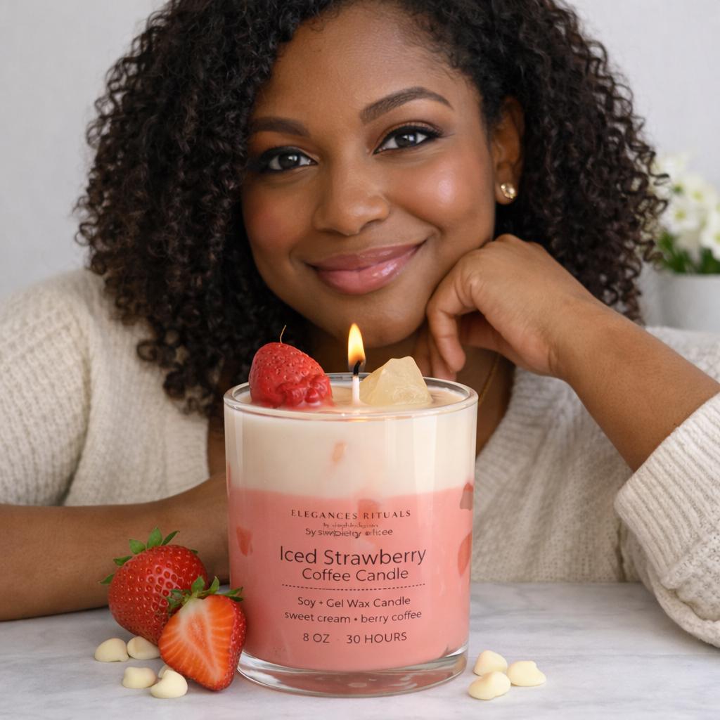 Strawberry French Vanilla Iced Coffee | 8oz Candle